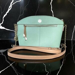 Anne Klein Mint Green and Tan Crossbody Bag